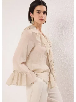 Blouse zandkleurig