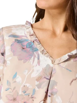Blouse zandkleurig/lichtroze