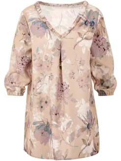 Blouse zandkleurig/lichtroze