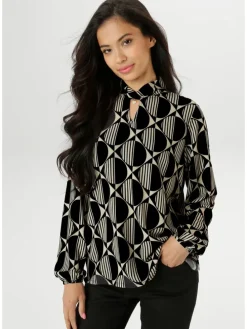 Blouse zwart/crème
