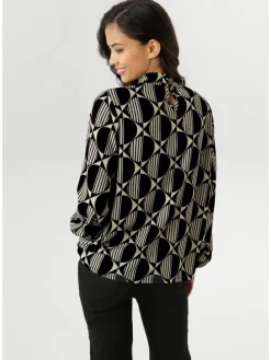 Blouse zwart/crème