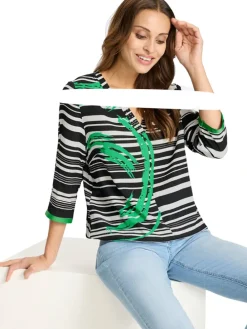 Blouse zwart/wit/groen