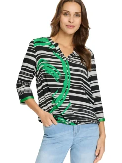Blouse zwart/wit/groen