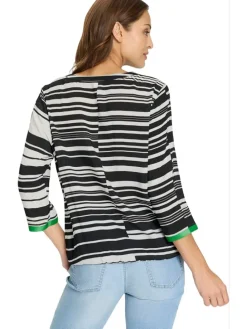 Blouse zwart/wit/groen