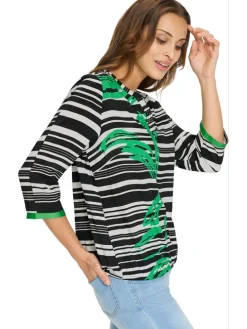Blouse zwart/wit/groen