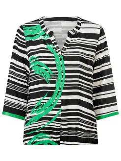 Blouse zwart/wit/groen