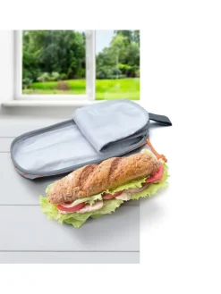Boterhamtas "On the go" grijs/oranje - (B)11 x (H)25 x (D)3,5 cm