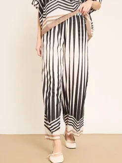 Broek crème/zwart