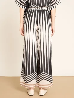 Broek crème/zwart