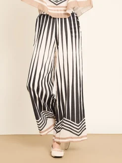 Broek crème/zwart