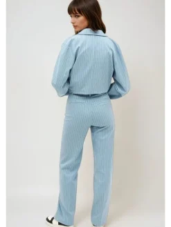 Broek lichtblauw/zwart