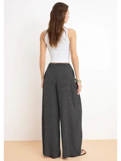 Broek - loose fit - zwart/wit