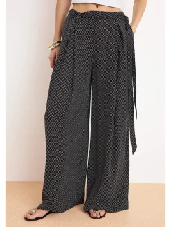 Broek - loose fit - zwart/wit