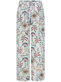 Broek turquoise/meerkleurig