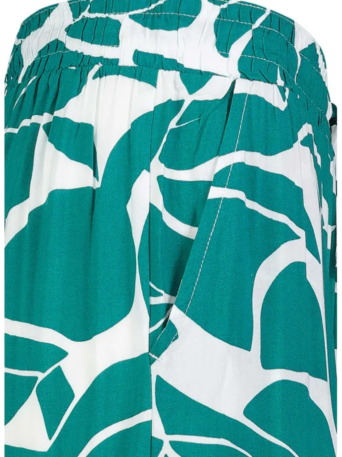 Broek turquoise/wit