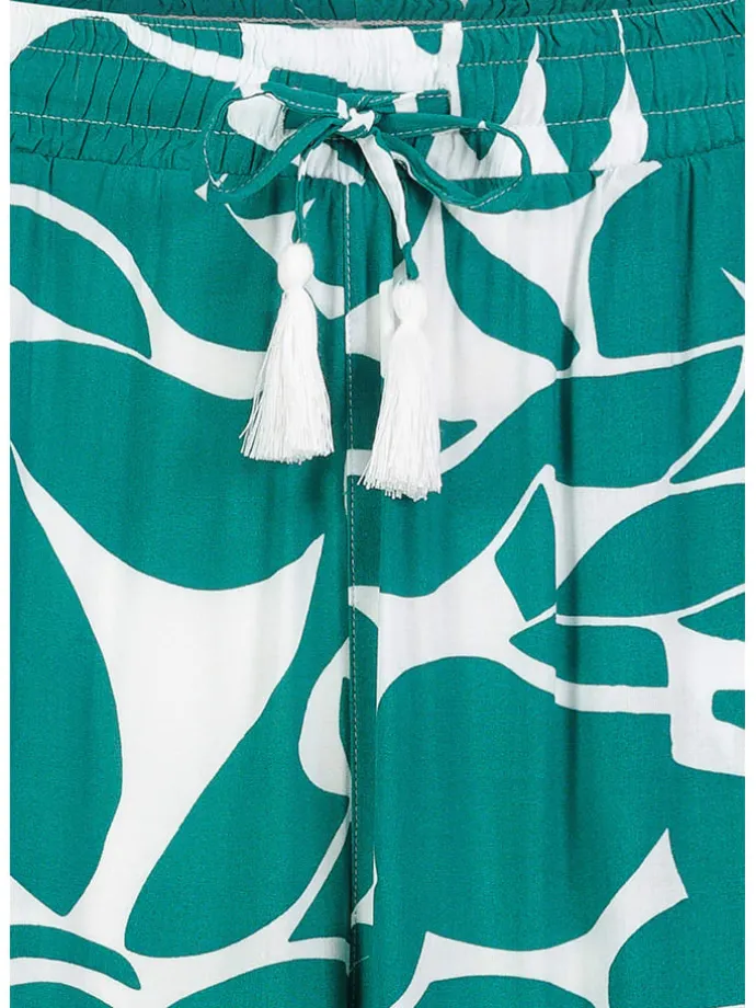 Broek turquoise/wit