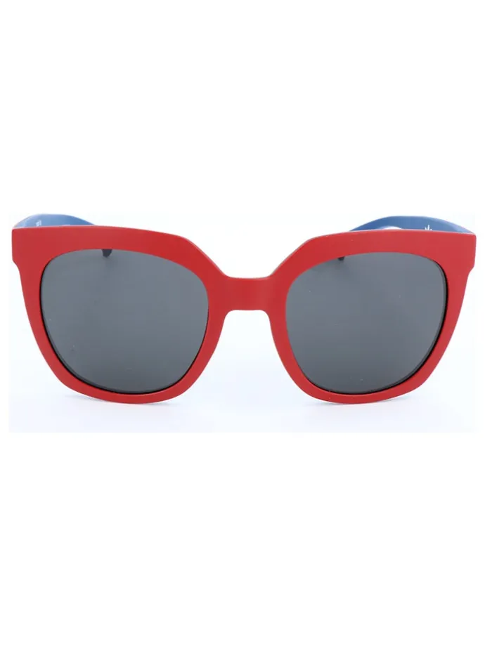 Dameszonnebril rood-blauw/grijs