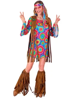 4-delige kostuum "Hippie" lichtbruin/meerkleurig