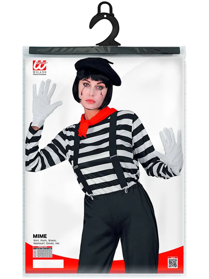 6-delige kostuum "Pantomime" zwart/wit/rood