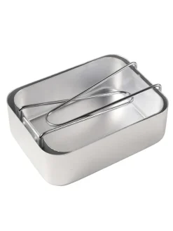 2-delige set: campingservies zilverkleurig
