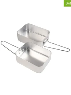 2-delige set: campingservies zilverkleurig