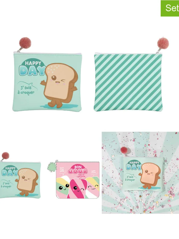 2-delige set: cosmeticatassen "Kawaii"- (B)18 x (H)15 cm (verrassingsproduct)