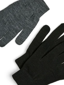 3-delige set: fingerhandschoenen zwart/grijs