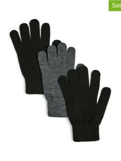3-delige set: fingerhandschoenen zwart/grijs