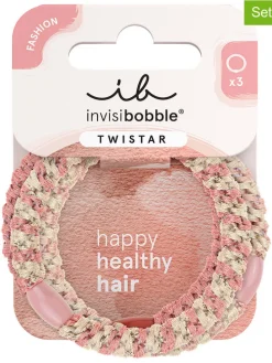 2-delige set: haarelastiekjes "Tristar" lichtroze/beige - 3 stuks
