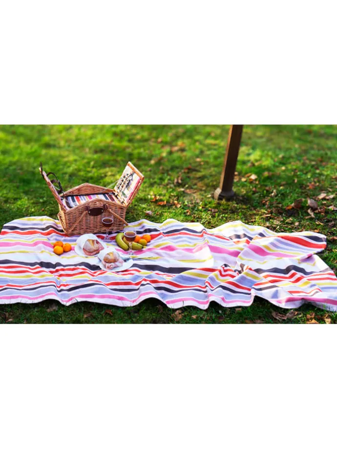 12-delige set: picknickmanden lichtbruin/meerkleurig