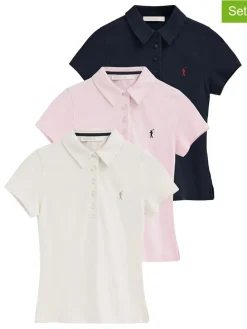 3-delige set: poloshirts crème/lichtroze/donkerblauw