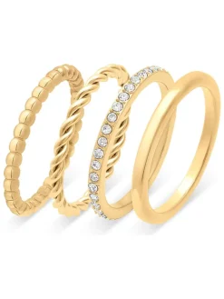 4-delige set: ringen met edelstenen