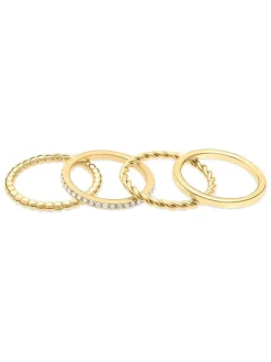 4-delige set: ringen met edelstenen