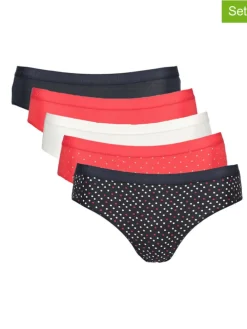 5-delige set: slips rood/zwart/wit