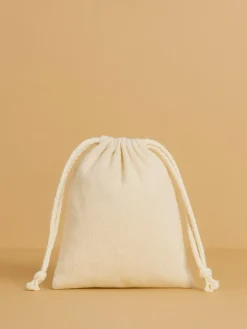 10-delige set: stoffen tassen beige/wit - (L)13 x (B)10 cm