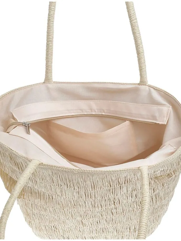2-delige set: strohoed & shopper beige