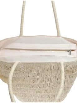 2-delige set: strohoed & shopper beige