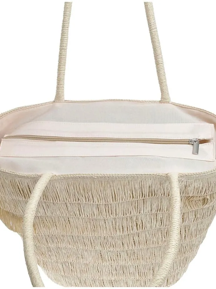 2-delige set: strohoed & shopper beige