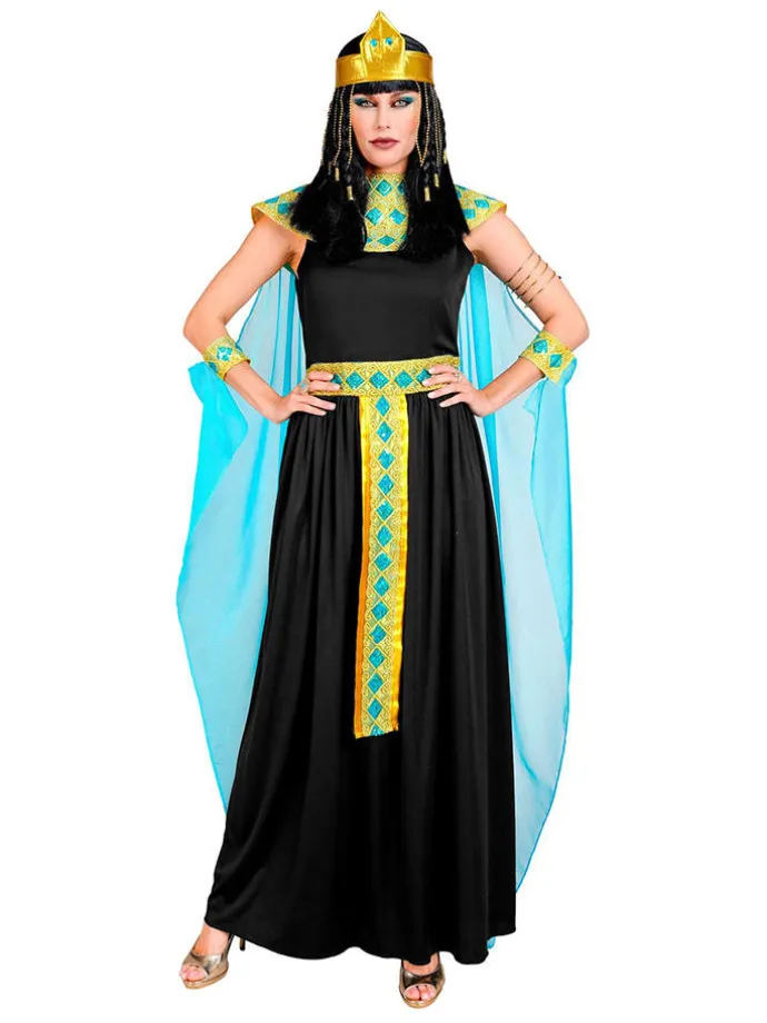 6-delig kostuum "Cleopatra" zwart/turquoise