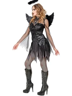 3-delig kostuum "DARK ANGEL" zwart