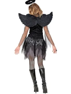 3-delig kostuum "DARK ANGEL" zwart