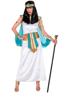 6-delig kostuum "Egyptische Koningin" wit/turquoise/goudkleurig