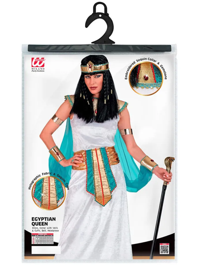 6-delig kostuum "Egyptische Koningin" wit/turquoise/goudkleurig