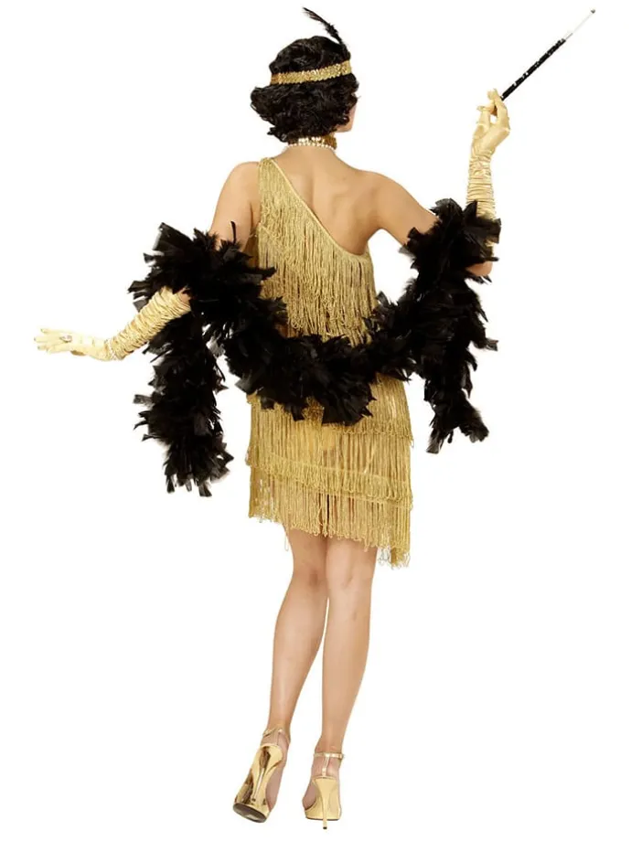 3-delig kostuum "Flapperdress" goudkleurig