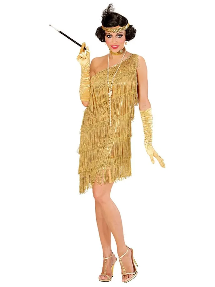 3-delig kostuum "Flapperdress" goudkleurig