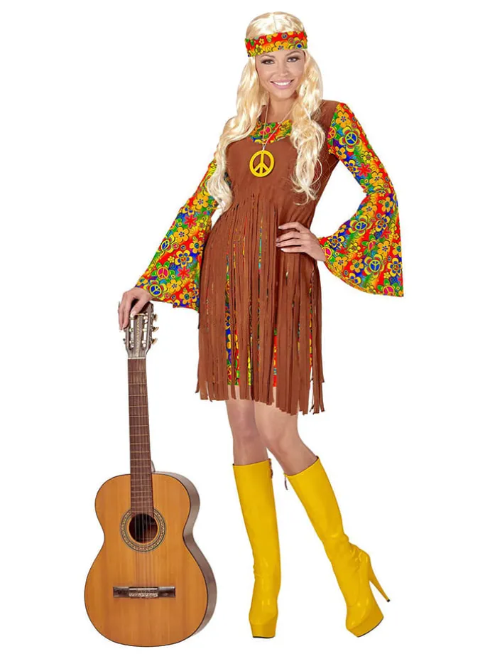 3-delig kostuum "Hippie" lichtbruin/meerkleurig