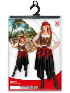 3-delig kostuum "Piraat" bruin/rood/zwart