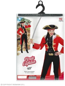 2-delig kostuum "Piratenkapitein" rood