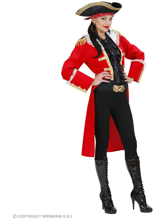 2-delig kostuum "Piratenkapitein" rood