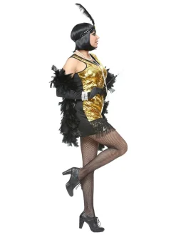 2-delig kostuum "20's Charleston Flapperdress" goudkleurig/zwart